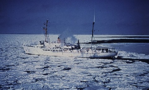 NOAA Ship Surveyor entering Bering Sea ice pack