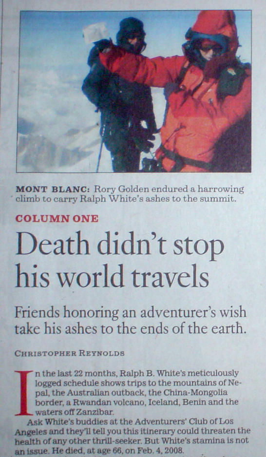 LA Times Article - Death Didn't Stop His World Travels