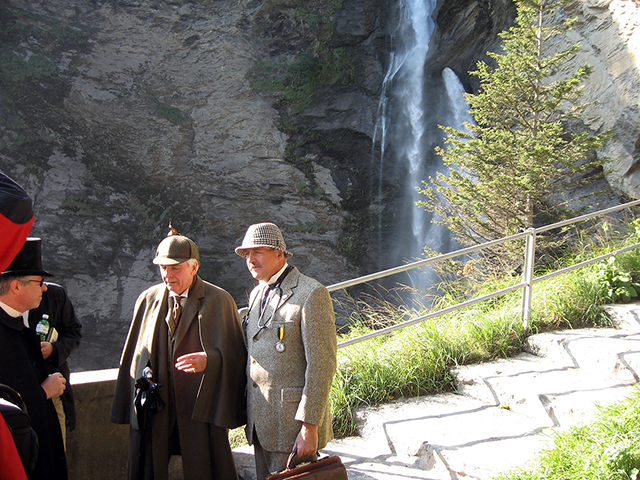 Moriarty, Holmes and Watson at Reichenbach Falls