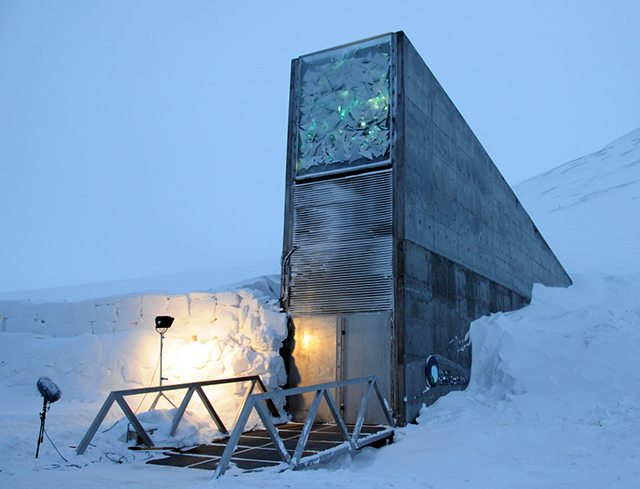 High on a hill, near the airport is the Svalbard Seed Vault, where samples of the world’s seeds are stored in permanent deep freeze. This is the entrance.