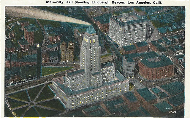 City Hall Showing Lindbergh Beacon, Los Angeles, Calif.
