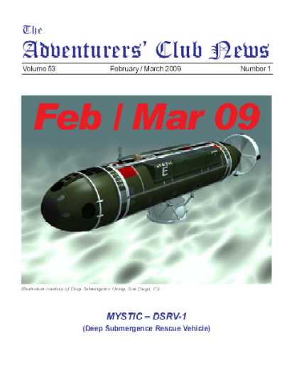 February March 2009 Adventurers Club News Cover