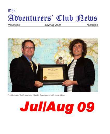 July August 2009 Adventurers Club News Cover
